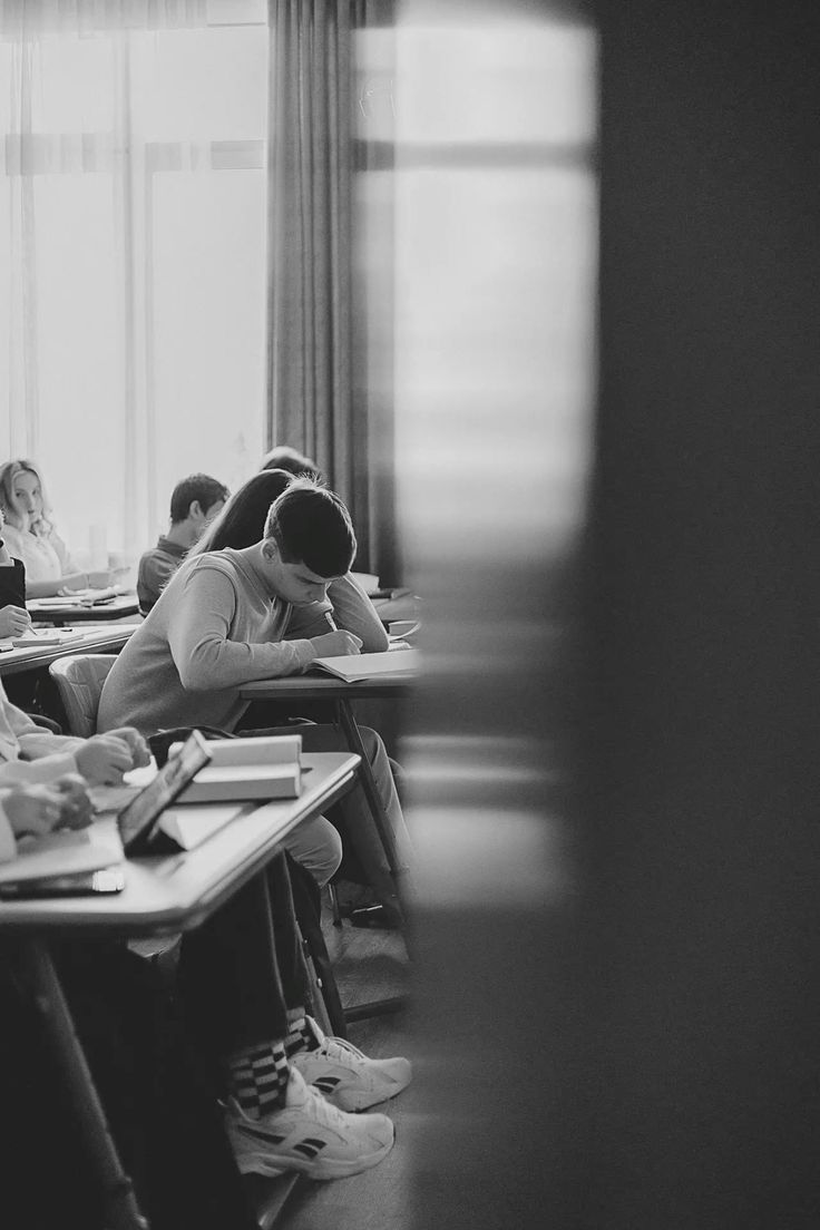Student focused on work in class